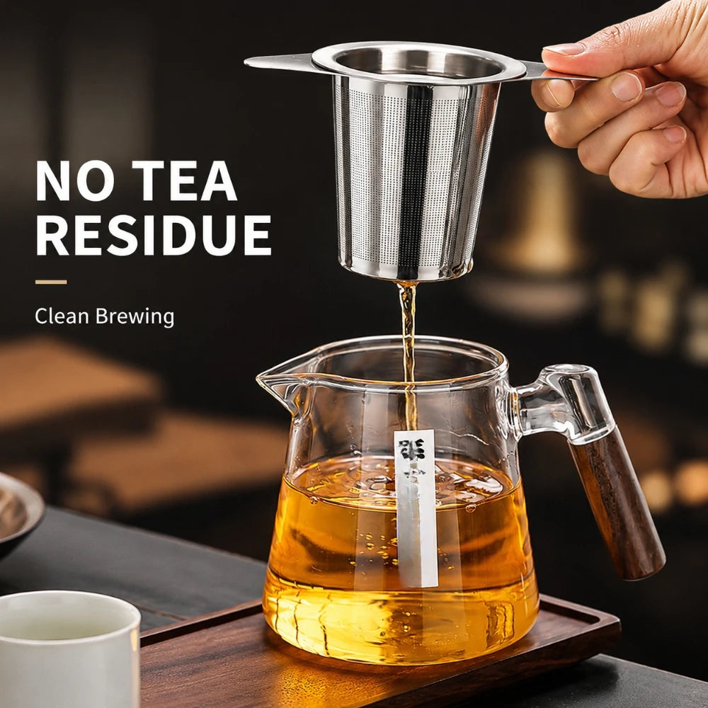 Home Tea Making Accessory 304 Stainless Steel Dual Ear Infuser Double Handle Fine Mesh Filter for Loose Tea Steeping Easily Qme