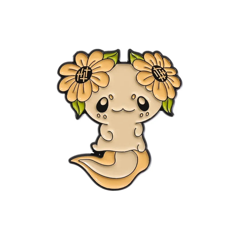 Cute Ocean Creatures Brooch Enamel Pins Cartoon Kawaii Axolotl Lapel Metal Badge Brooches for Backpack Jewelry Gift Qme style 1
