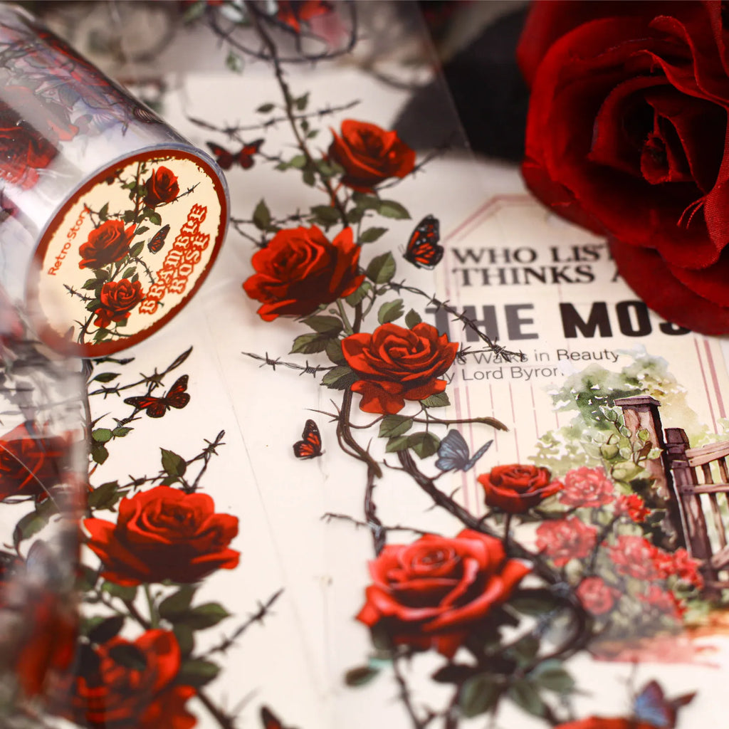 TIANZI 2m/Roll Gothic Rose Theme Die cut Tape Journal Planner Japanese Adhesive DIY Sticker Diary Scrapbooking Masking Tapes Qme