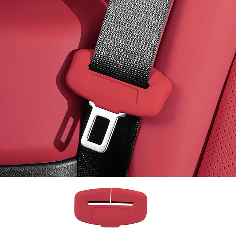 Universal Safety Seat Belt Buckle Covers Scratch Proof Rubber Qme Red