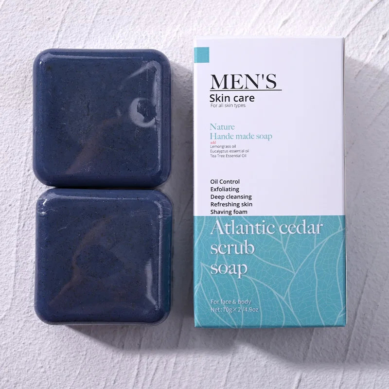 Cedrus Atlantica Scrub Soap Men Anti-acne Herbal Olive Oil Face Wash Qme Default Title