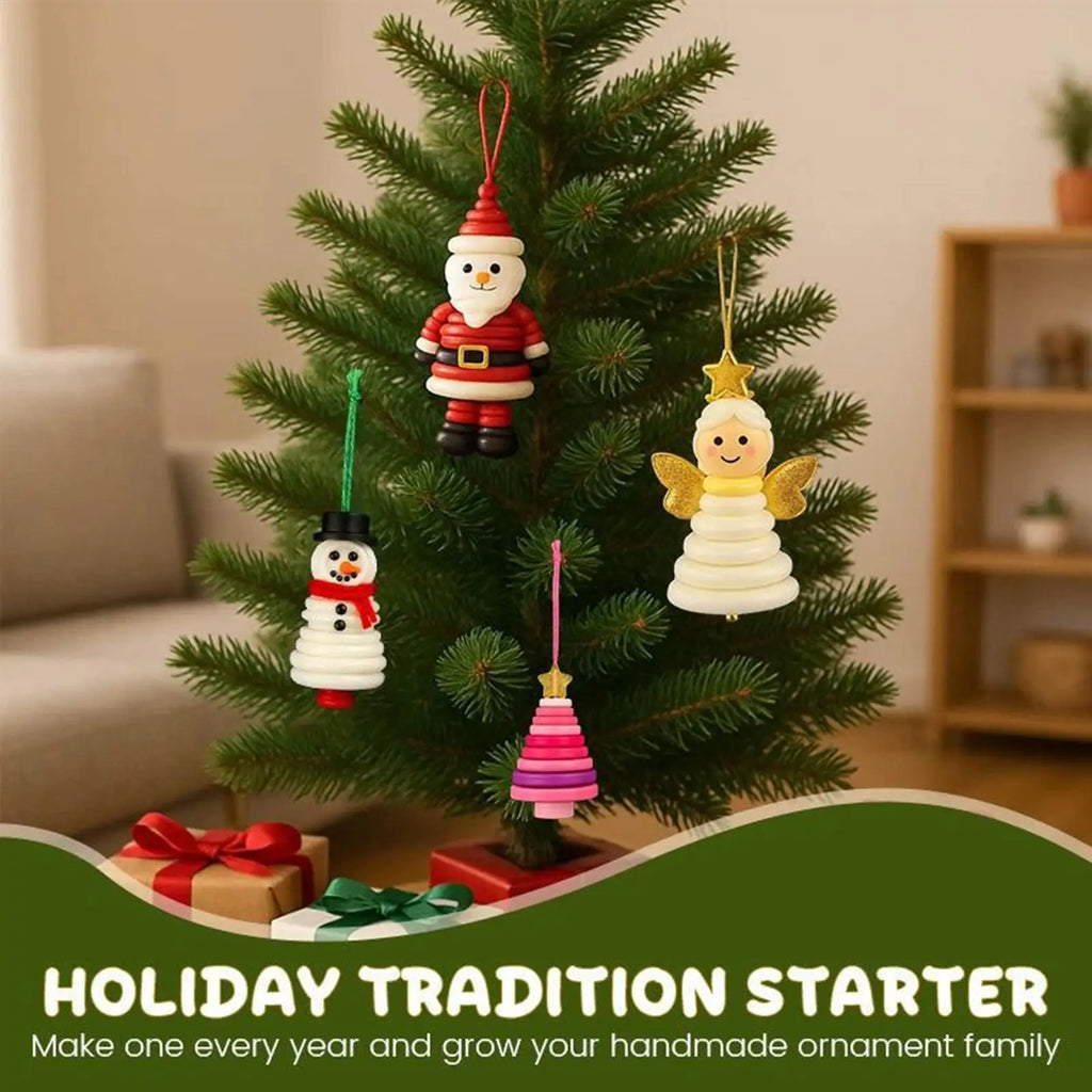 Button Christmas Tree Ornament Kits Snowman Handmade Parties Qme