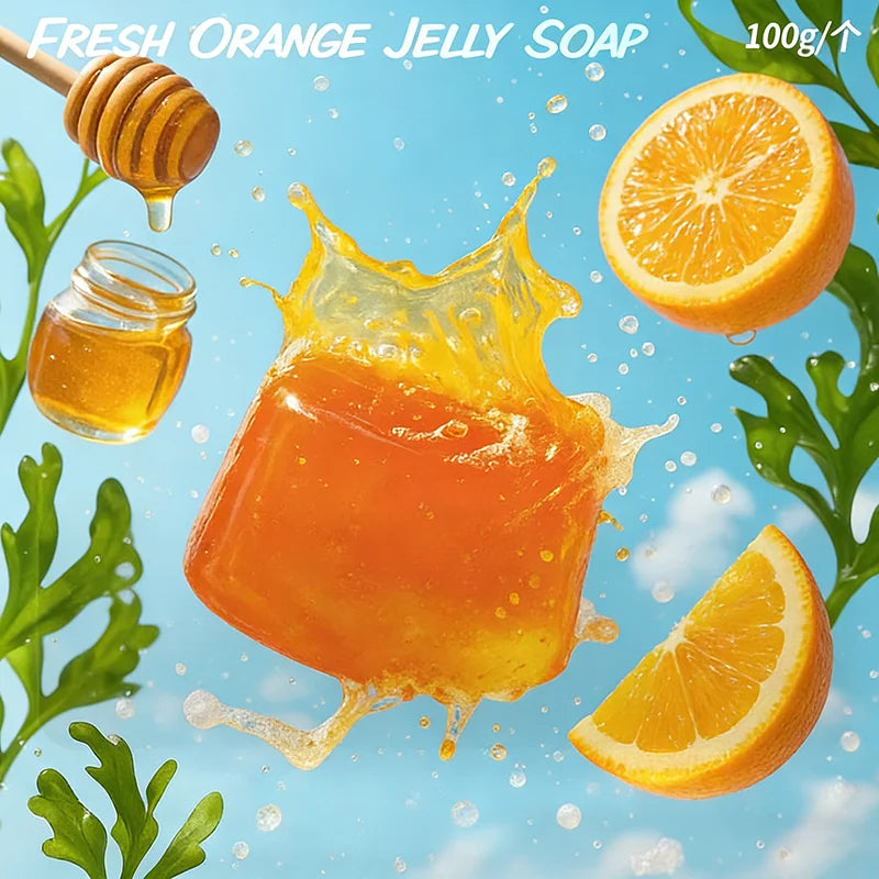 Mild Nourishing Handmade Jelly Soap Floral Fruity Scented Shower Gel Qme orange 100g