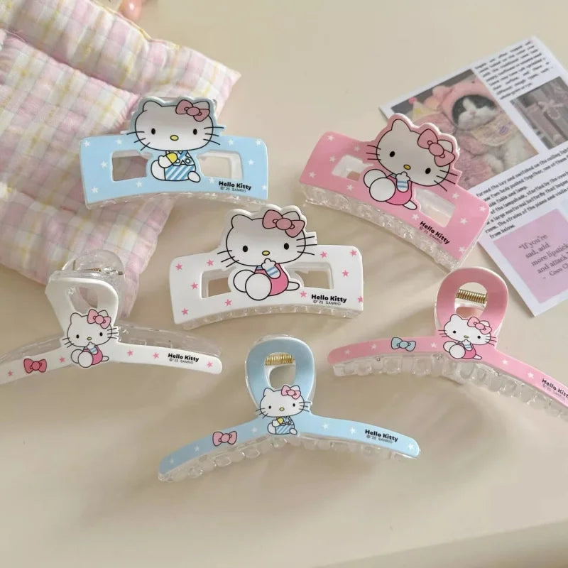 Hello Kitty Large Clamp Cartoon Hair Accessories Cute Hair Clips for Students Versatile Hair Clips and Headpieces Qme