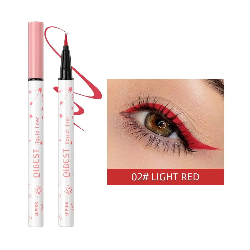 QIBEST Eyeliner Liquid Waterproof Matte Liquid Eyeliner Pen Long Lasting Green Yellow Purple Blue White Eye Liner Pens Cosmetics Qme 02
