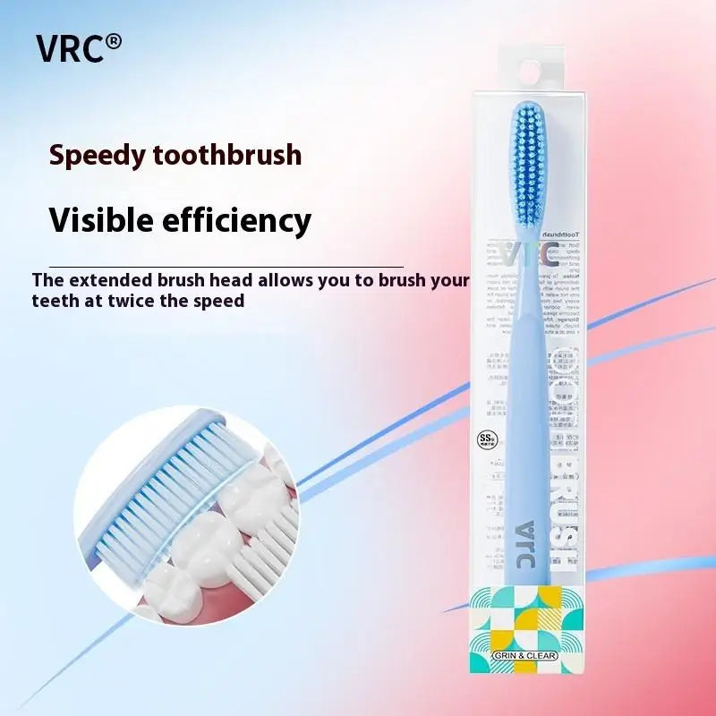 1 Long Headed Soft Bristled Adult Toothbrush Simple Household Qme Blue 1PCS
