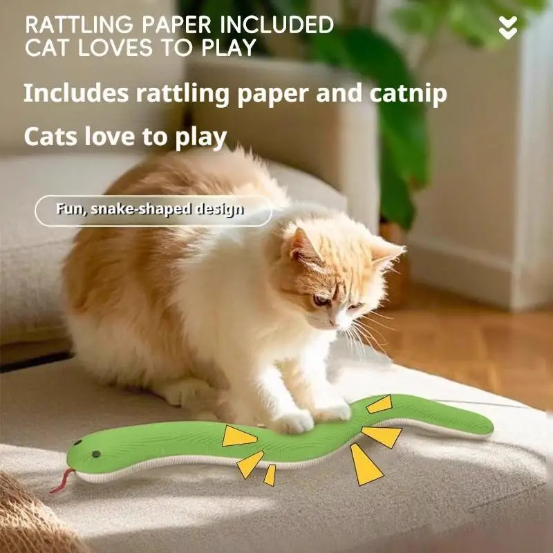 Interactive Snake Toy Cats Chew Scrab Squeaky Floppy Plush Rope Dogs Qme
