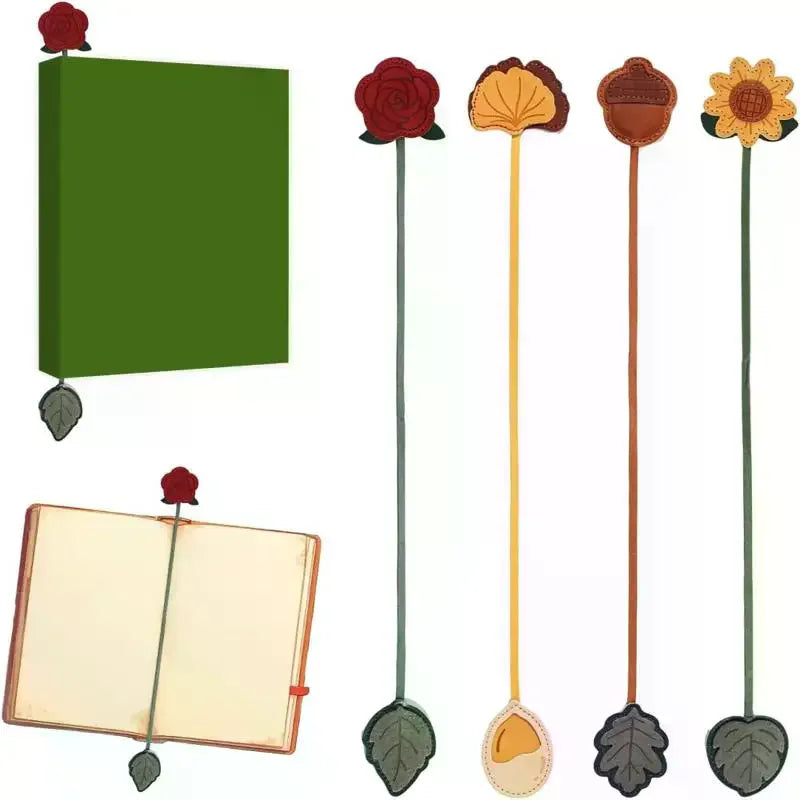 Floral Faux Leather Bookmark Rope Tassel Multi-functional Bag Charm Qme