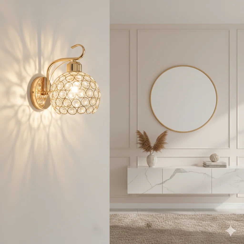 Crystal bedside lamp LED wall lamp Bedroom modern minimalist corridor wall lamp Corridor staircase Living room European style la Qme