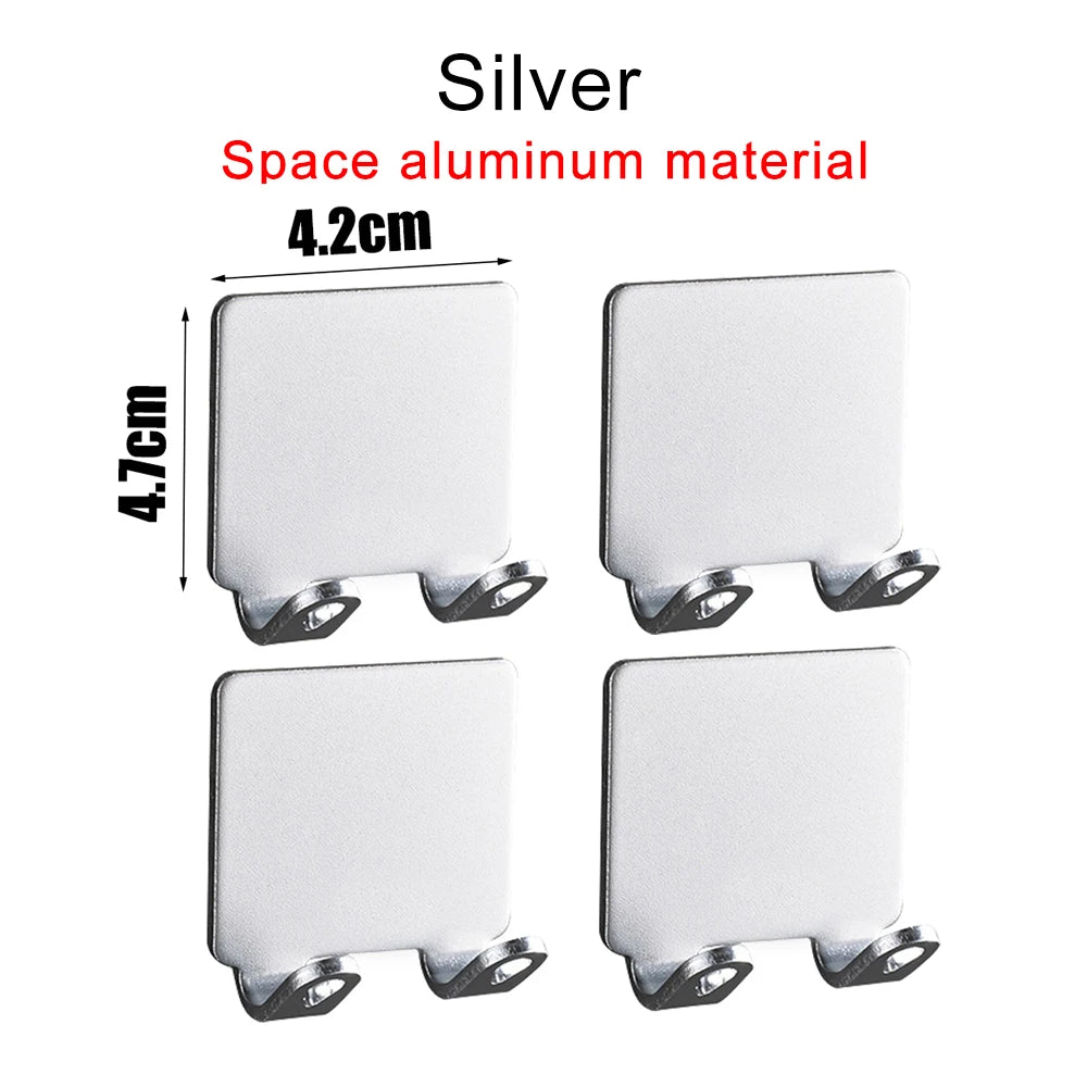 Bathroom Adhesive Wall Hook Hanging Hooks Wall Coat Rack Hanger Stickers Non Punching Shaver Holder Storage Hook Razor Rack Wall Qme Silver 4PCS