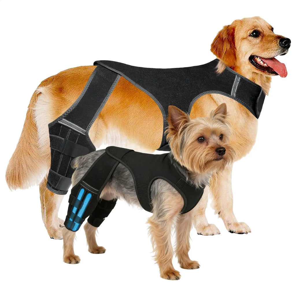Dog Leg Brace Adjustable Wrap Joint Sleeve with 4 Metal Stabilizers Rear Leg Support for Hiking Exercise Outdoor Activities Park Qme