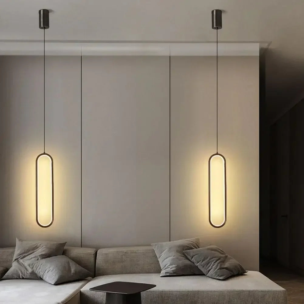 Modern Minimalist Pendant Light Nordic Living Room Kitchen Villa Loft Ceiling Hanging Light Indoor Staircase LED Long Chandelier Qme