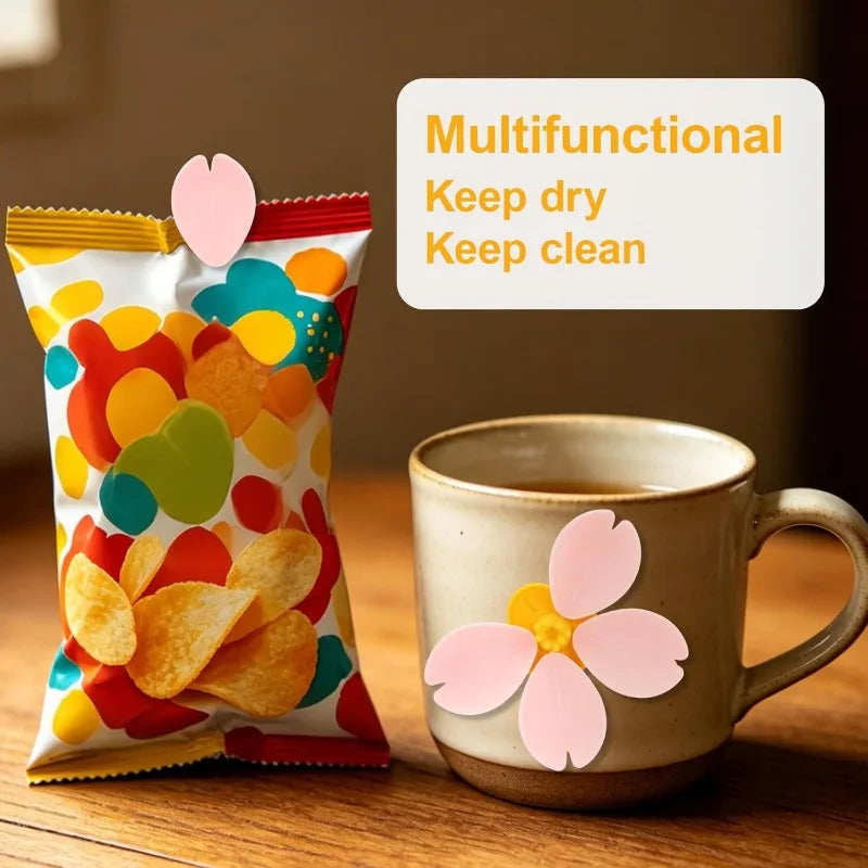 1/2/4pcs Sakura Magnetic Refrigerator Magnet Sealing Clip Petal Sealing Clip Household Snacks Fixed Clip Kitchen Accessories Qme