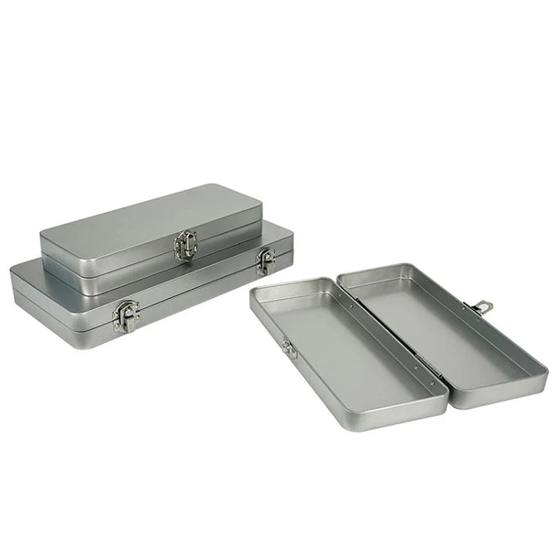 Durable Flip Rectangular Organizer Classic Metal Storage Box Lid Qme