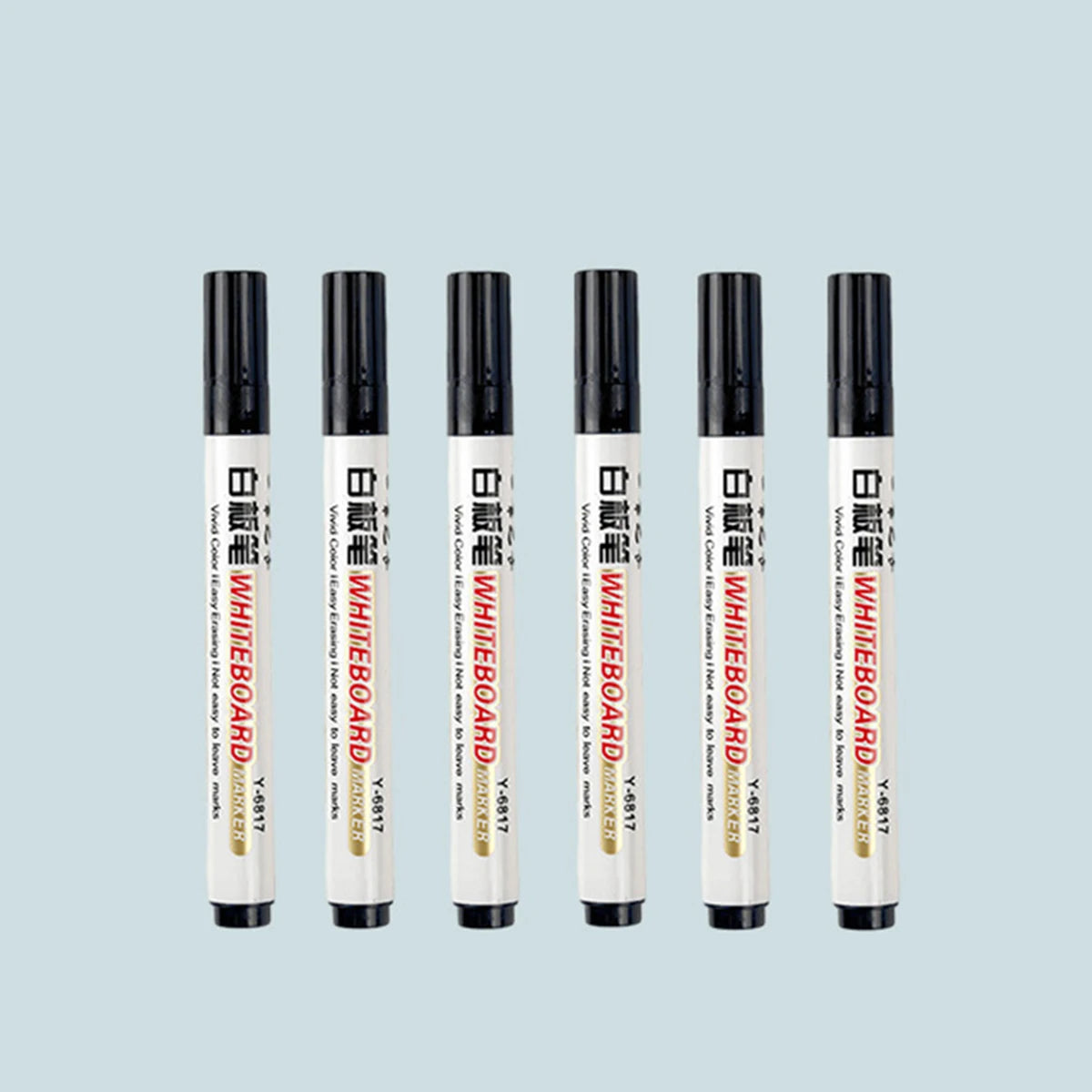 6Pcs/Set Dry Erase Whiteboard Marker Pen Blackboard Pens Thin Nib Black Blue Red Color Erasable Marker Pens Qme 6 black