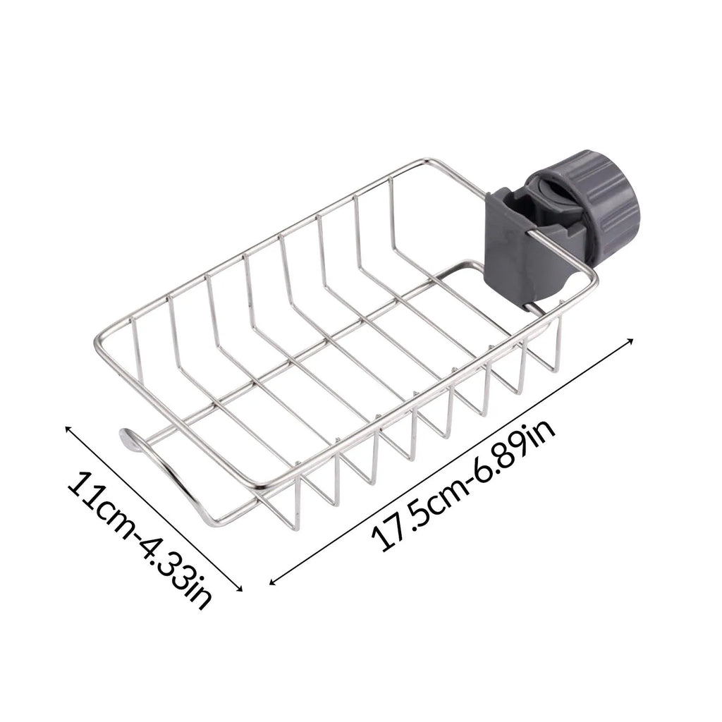 Faucet Stainless Steel No-punch Adjustable Kitchen Sink Drains Rack Towel Rag Holder Bathroom Small Durable Storage Shelves Qme