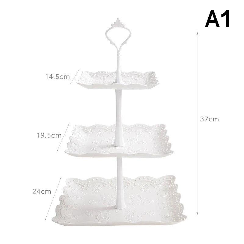 PPServing Stand Dessert Tower Sum Fruit Tray 2 3 Tier Tea Party Baby Qme A1