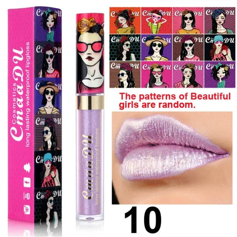 Gold Flash Liquid Lipstick Shimmer Lip Gloss Beauty Girl Diamond Glitter Lip Tint Waterproof Long Lasting Lipsticks Makeup Qme 10