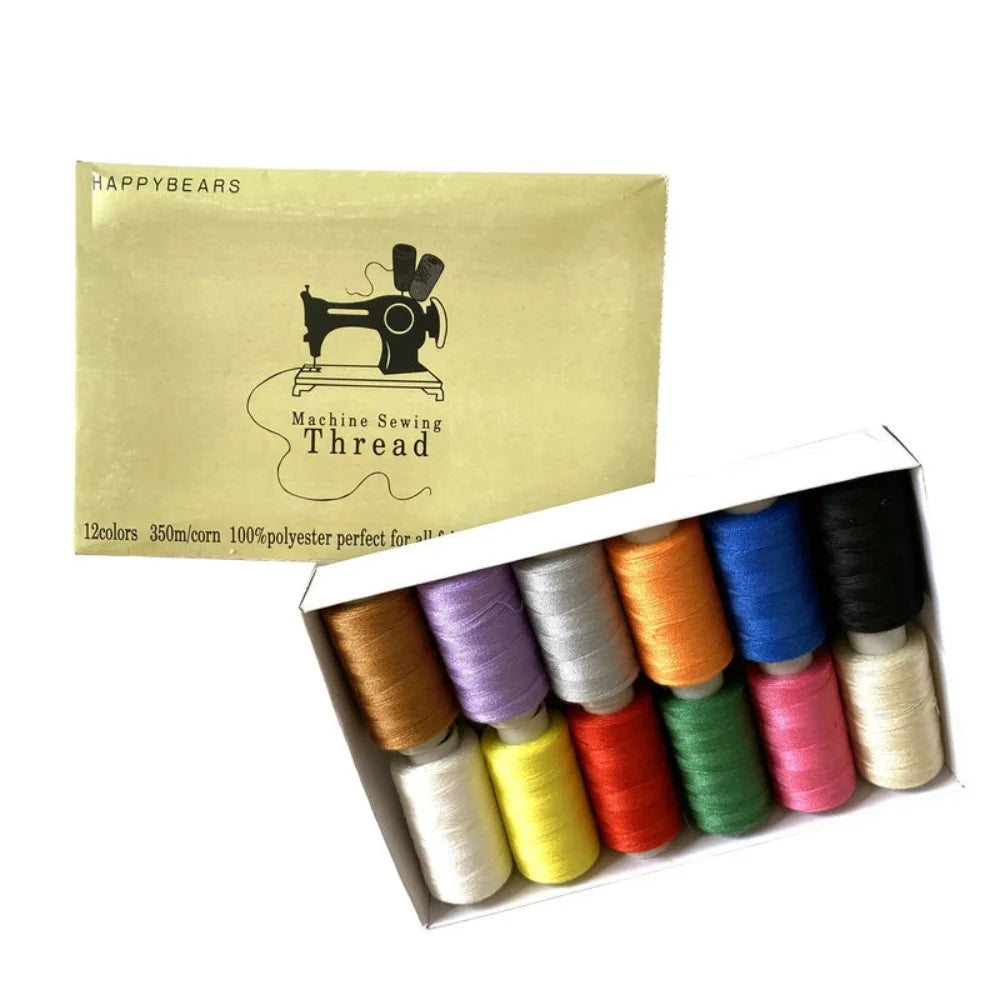 12 Colors Sewing Thread Set, 350m/Spool， For Hand & Machine Sewing, Multi-Color Thread Kit For Clothing Repair, DIY Crafts Qme