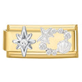 New Fashion Gold Color Cute Bows Garland Big Zircon Stars Hearts Italian Charm Links Fit 9MM Stainless Steel Bracelet DIY Making Qme Style 1