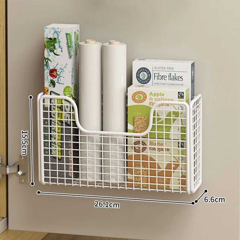 Door Storage Box Iron Rack Wall-mounted Cabinet Plastic Wrap Bathroom Qme White