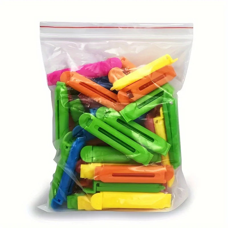 Colorful Food Storage Clips - Secure Snap-Lock Clips for Snacks, Nuts, and More - Durable Plastic Kitchen Clips for Freshness Qme