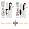 Zephoco Color Changing Foundation Stick Aloe Vera Waterproof Matte High Coverage Makeup Base 2 in 1 Blemish Cover Foundation 13g Qme Set 1