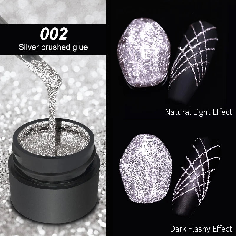 6 Colors Metallic Glitter Liner Gel Nail Polish Reflective Painting Qme 002