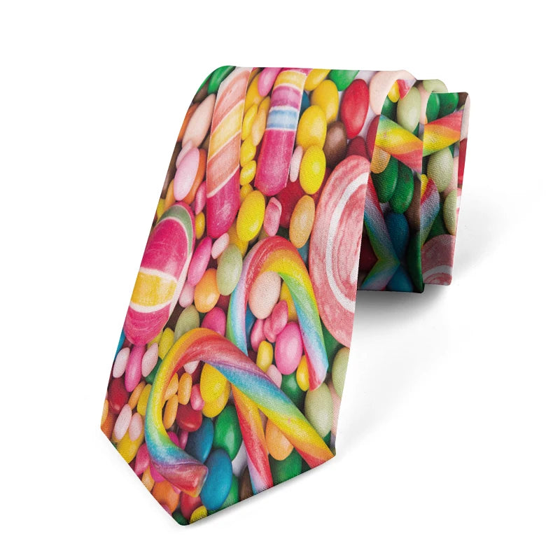 Funny Candy Snacks Printed Tie Unisex Casual Creative Novelty Men's Qme style1