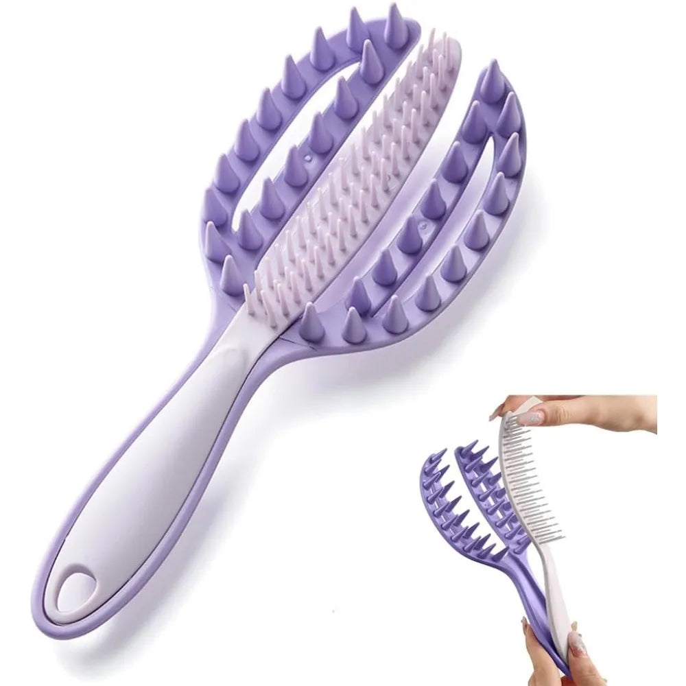 1 Scalp Massager Shampoo Brush Detachable Hair Exfoliator Wet Dry Qme