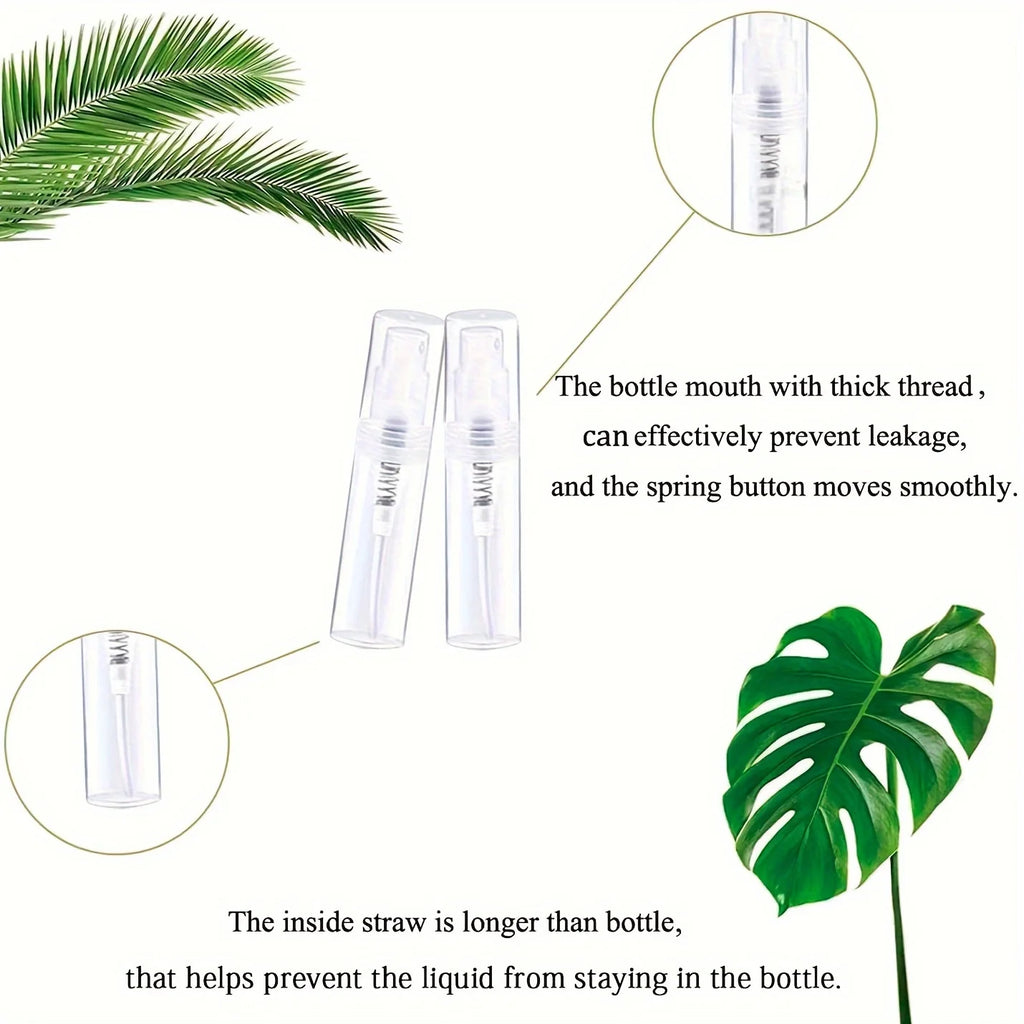 100 Spray Bottles 2ML/3ML- Odorless, BPA-free clear refillable travel atomizer, portable mini-sprayer for perfume and cosmetics Qme