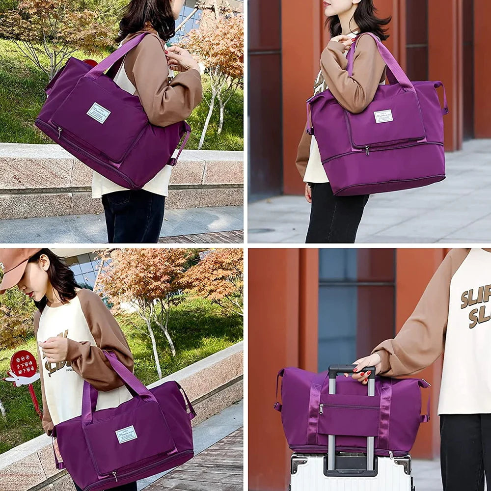Large Capacity Folding Travel Bags Waterproof Luggage Tote Handbag Travel Duffle Bags Women Gym Yoga Storage Bags Qme