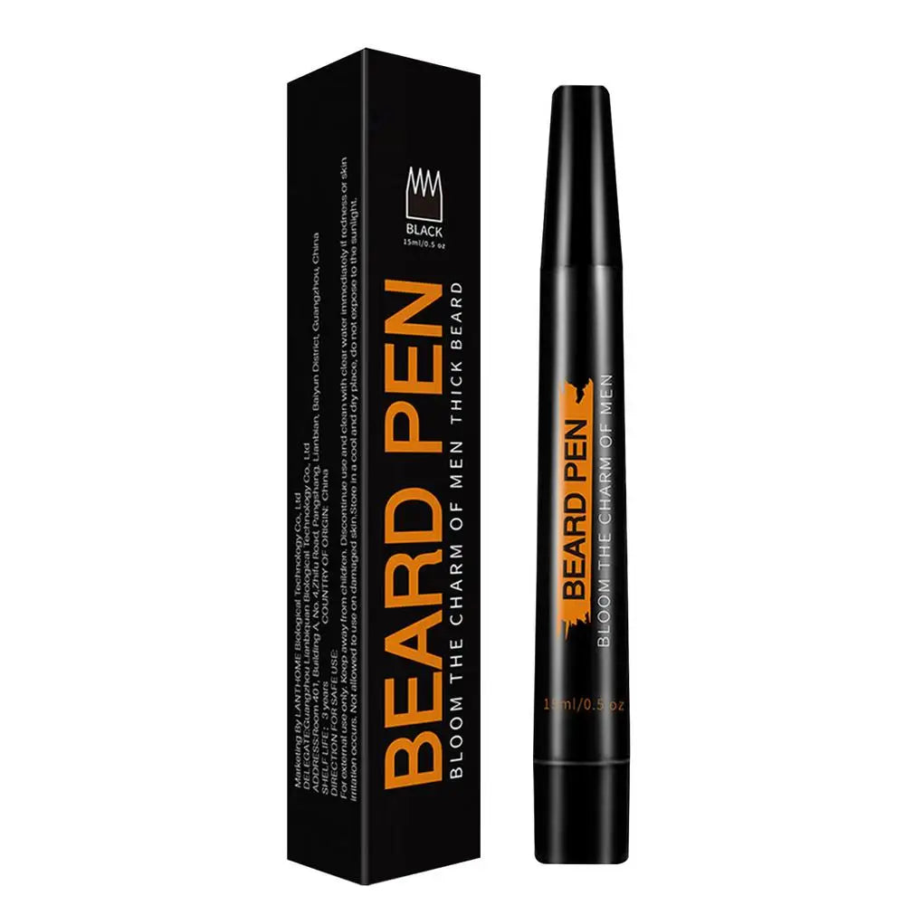 Beard Pen Beard Filler Pencil Men Black Brown 4-Tip Beard Pen Detailing Filler Moustache & Eyebrows Barber Pencil Beard Marker Qme black China Mainland
