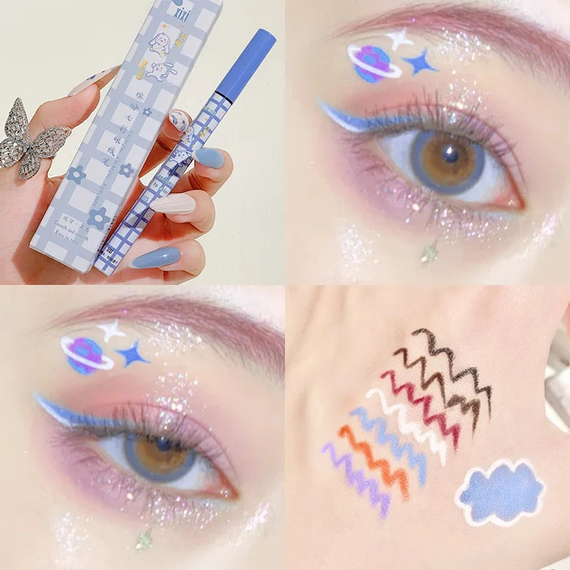 Smooth Colorful Eyeliner Pencil Matte Waterproof Not Blooming Black Eyeliner Pen Long Lasting Liquid Eye Liner Makeup Cosmetics Qme