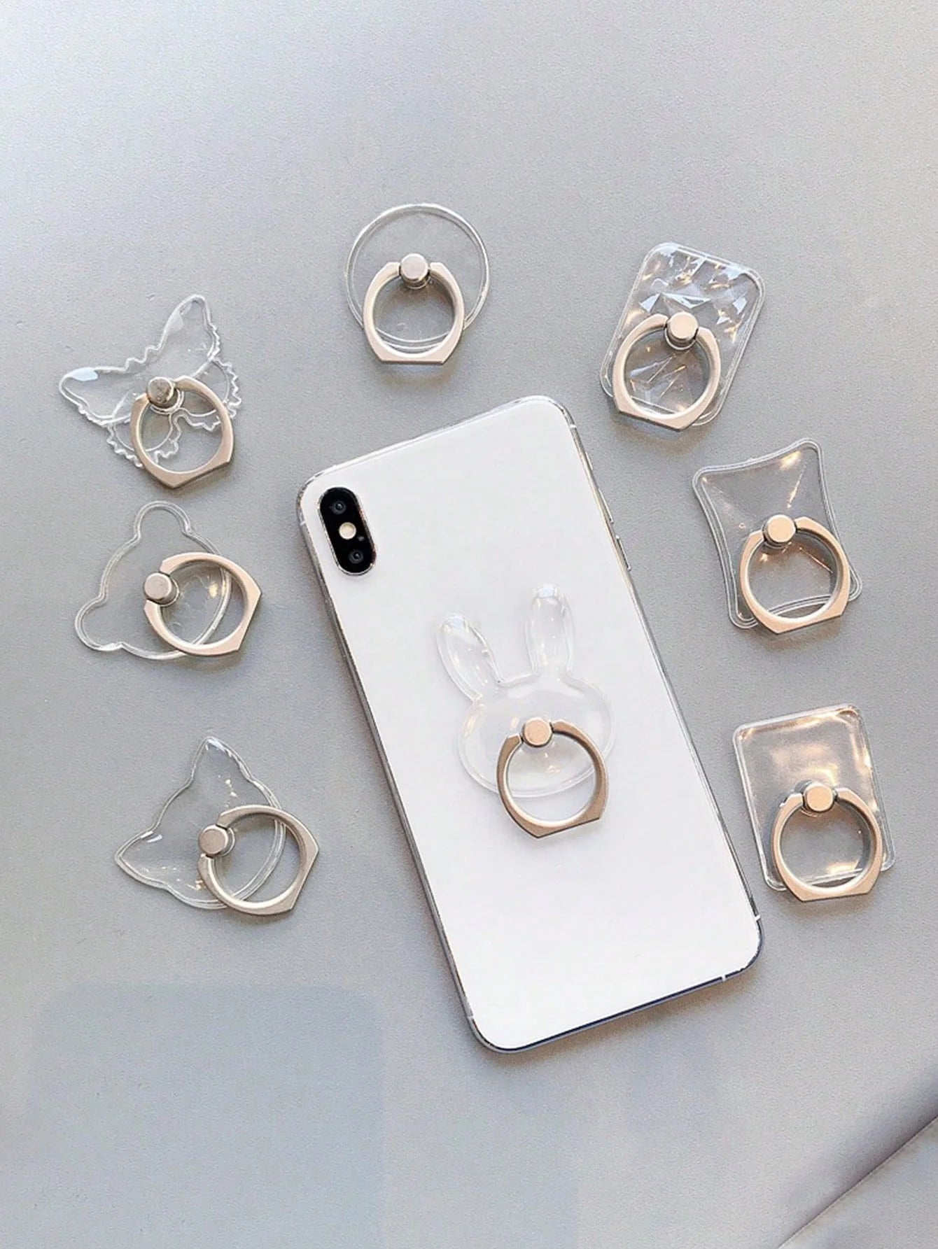 Randomly Shaped Transparent Mobile Phone Ring Holder Acrylic Crystal Qme