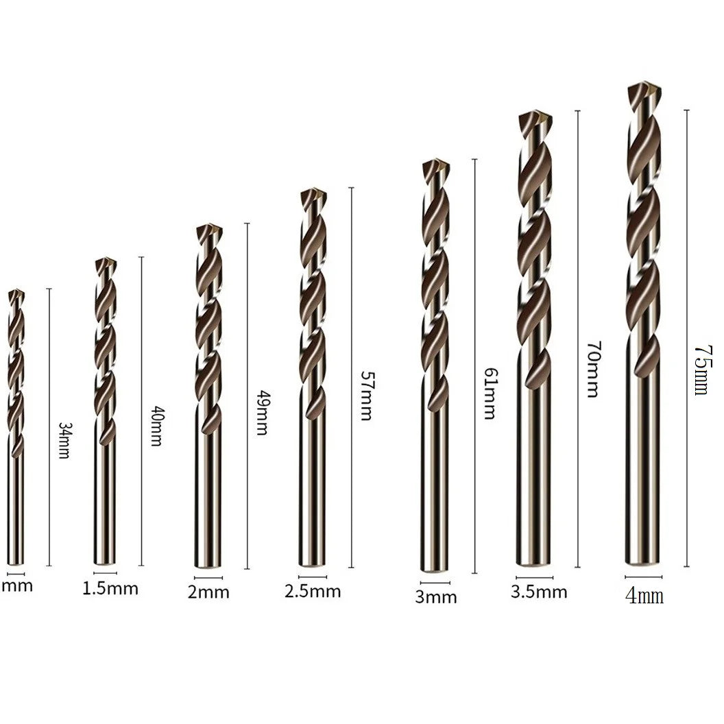 5pcs M35 Cobalt Drill Bit Set 1mm 1.5mm 2mm 2.5mm 3mm 3.5mm 4mm Drill Bits For Stainless Steel Hard Metal Wood Hole Cutter Qme