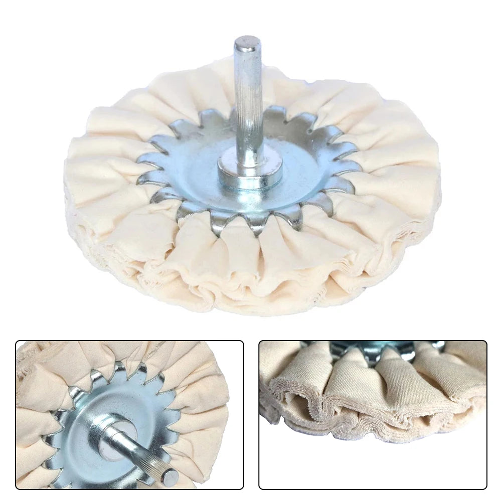 1x Buffing Wheel 100mm 4inch White Cotton Polishing Bit Head Open Bias 6mm Shank For Metal Plastic Wood Ceramic Glass Grinding Qme