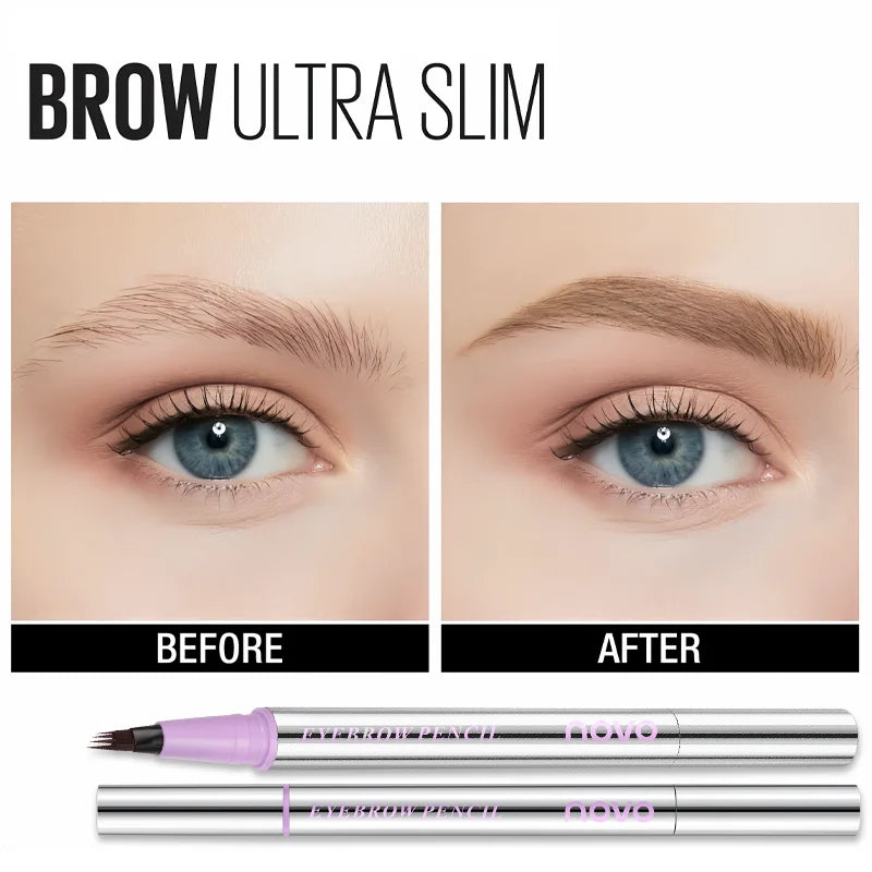 Waterproof Eyebrow Pen, Microblading Pencil With 4 Split Head For Natural Looking Brows Makeup, Eyeliner + Precise Filling Qme