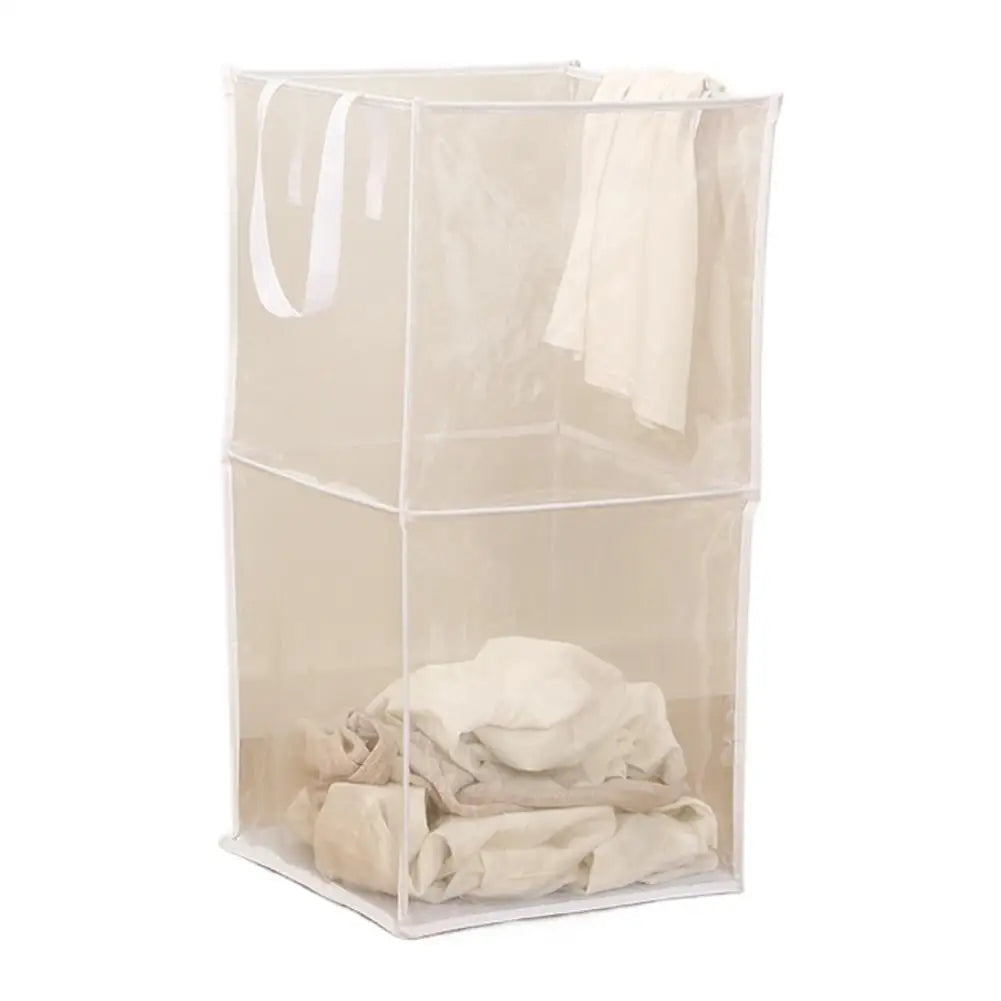 Square Dirty Clothes Basket Foldable Durable Breathable Large Capacity Mesh Storage Bag Simple Bathroom Laundry Basket Qme E
