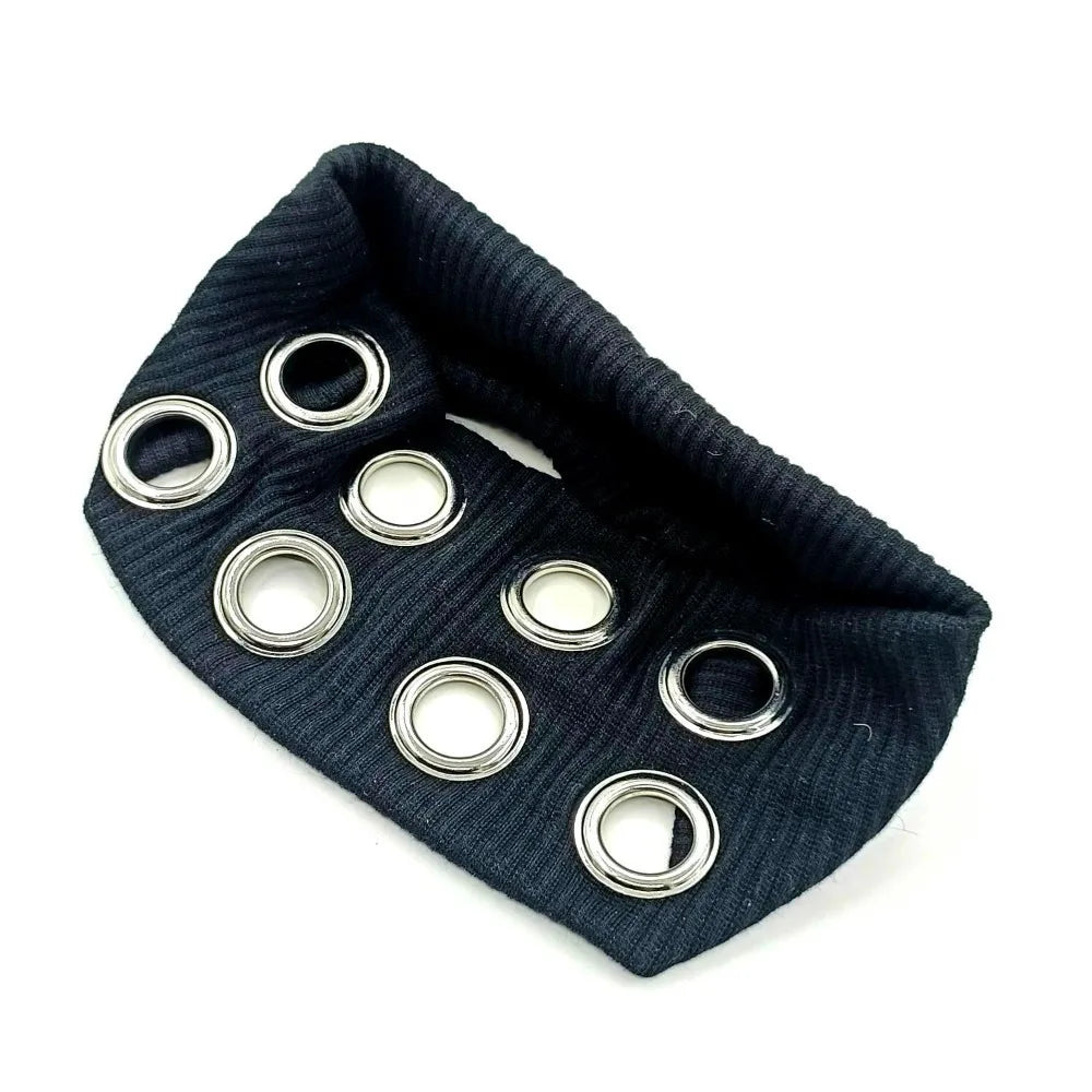 Stretchy Punk Headwrap Eyelets Metal Steampunk Hollowed Out Headband Qme Style 2