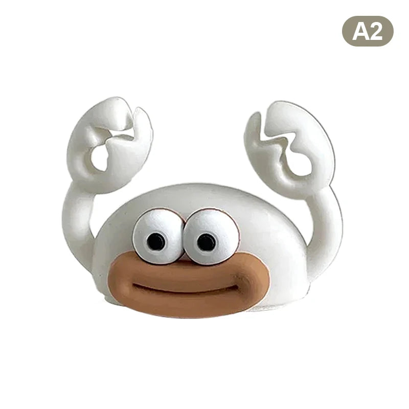 Cartoon Crab Cable Holder Self-Adhesive Fixing USB Cable Management ClipHome Office Desk Decoration Silicone Cable Organizer Qme White