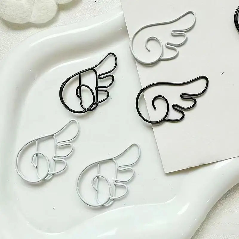 Angel Wing Shaped Decorative Paper Clips Durable Metal School Office Qme