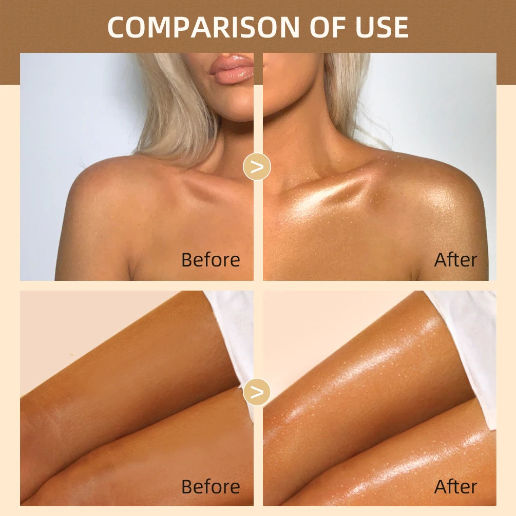 QIBEST 5 Colors Body Face Liquid Highlighter Glitter Makeup Glow Face Contour Shimmer Illuminator Ginger Highlight Cosmetics Qme