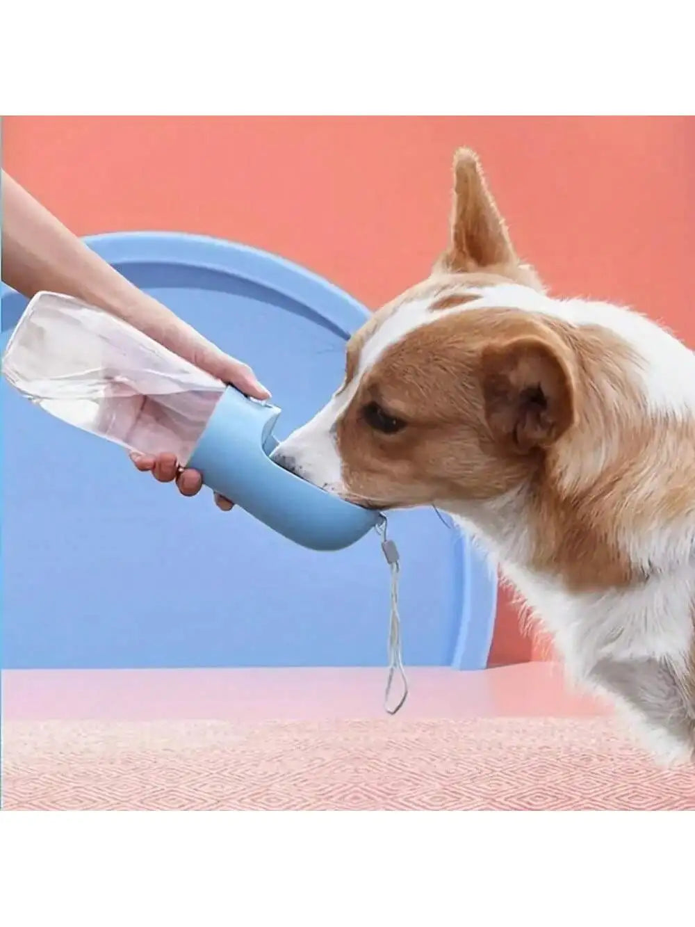 Leak-proof Portable Outdoor Plastic Pet Water Bottle Dogs Cup Attached Qme blue 350ml