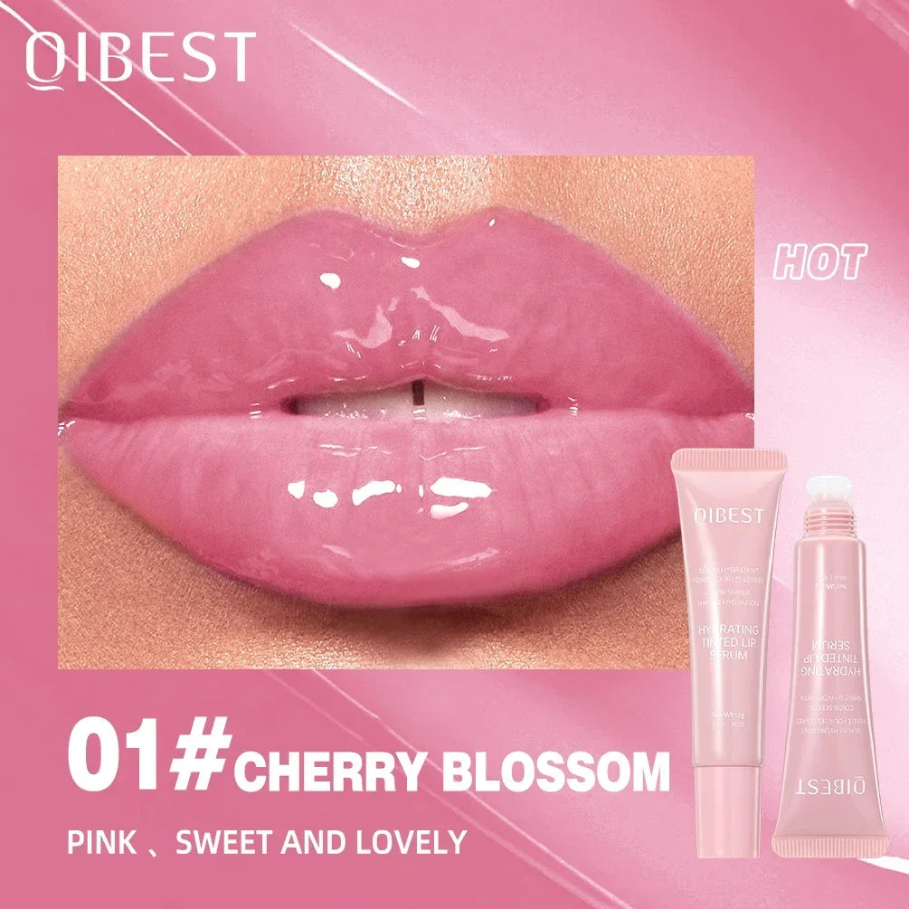 QIBEST Watery Crysta Lip Glaze Moisturizing Serum Brightening Lip Color Jelly Lip Gloss Glass Long Lasting Lip Oil Tint Cosmetic Qme 01