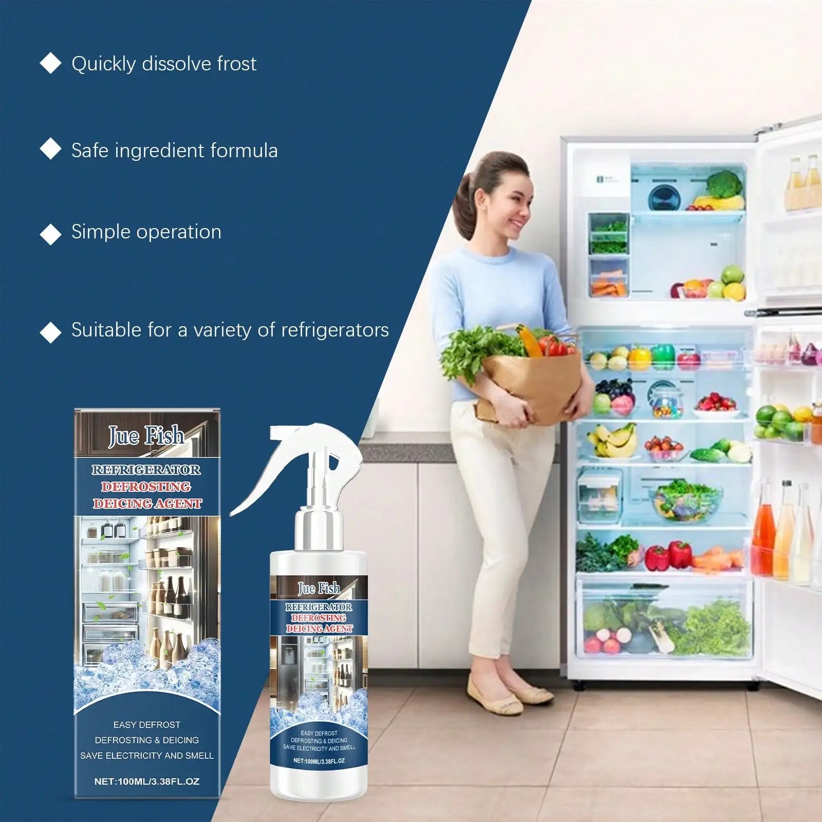 Refrigerator Defrosting Ice Removal Cleaner Household Cold Storage Qme