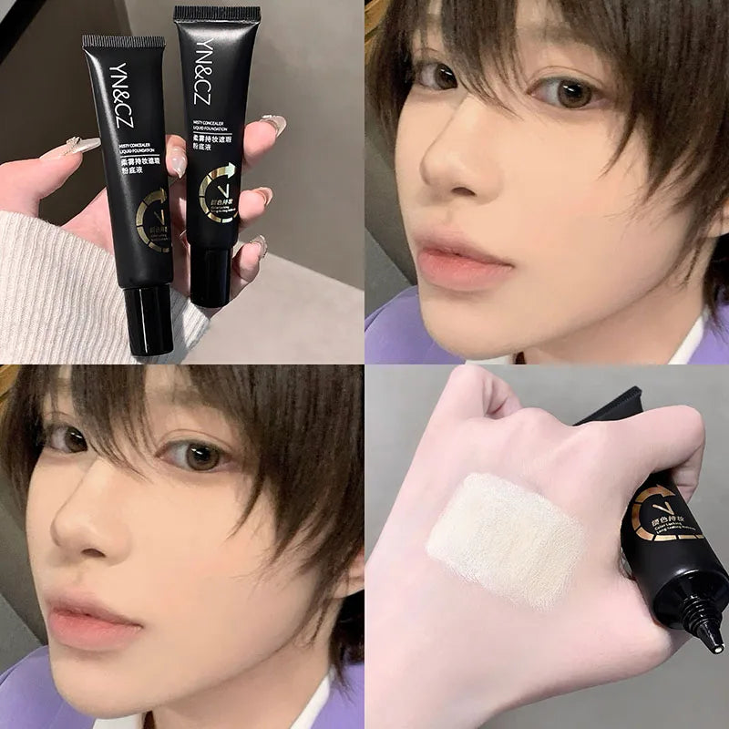 Soft Matte White Foundation Blending Ivory Natural Color Moisturizing Light Creamy Long Wear Concealer COS Makeup Base 30ml Qme 01 Ivory