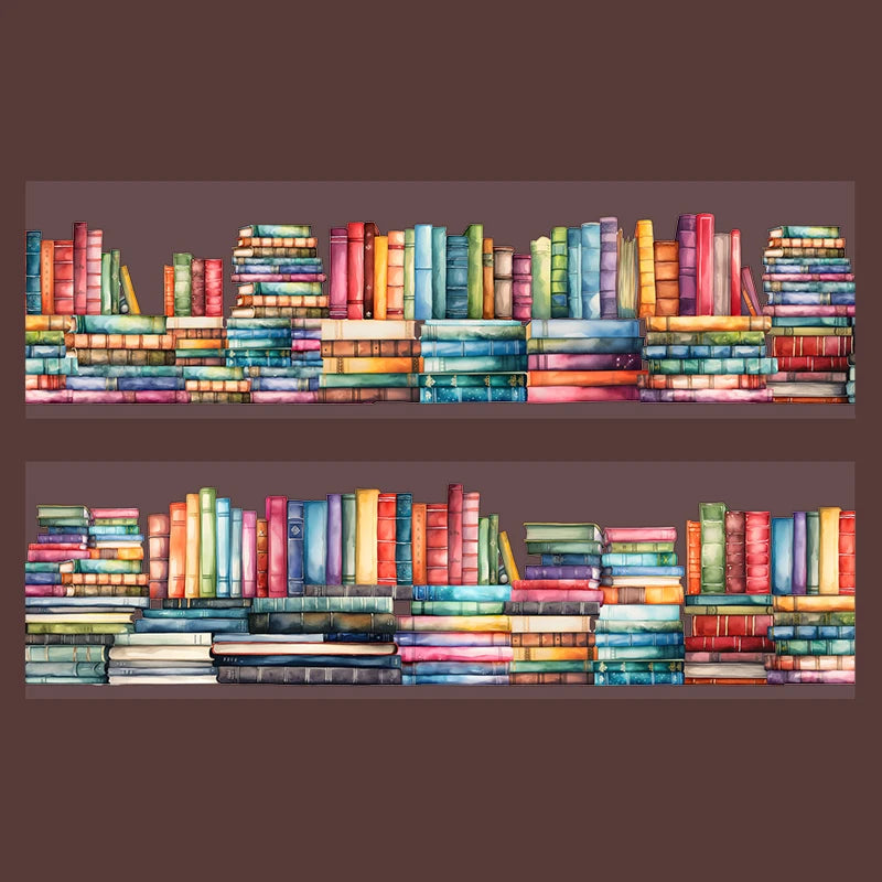 Tape 50mm*2m Book Sea Reading Scenic PET Tape Manual Stationery DIY Handmade & Scrapbook Journaling Decorative Washi Tape Qme 4