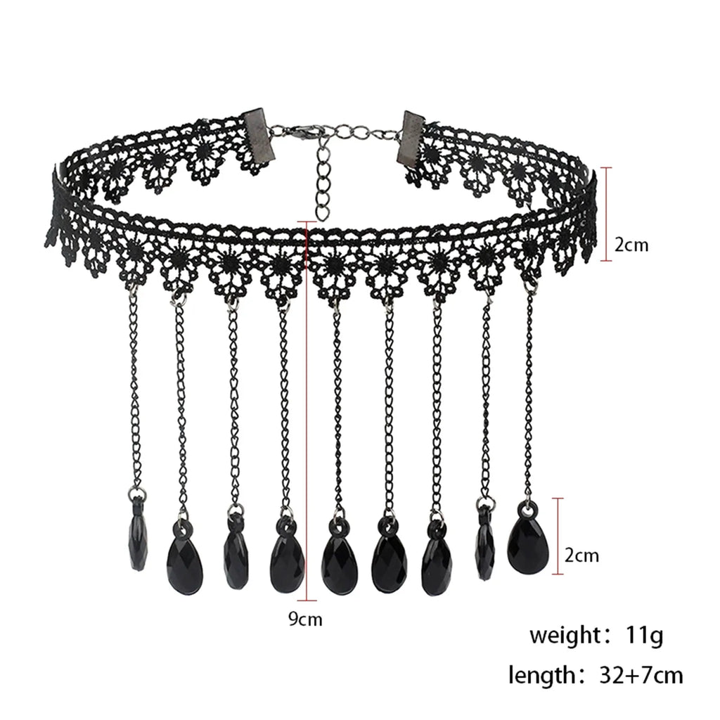 Punk Style Black Neck Strap Court Gothic Girl Necklace Fashinable Lace Collarbone Chain Collar Party Cosplay Accessories Qme