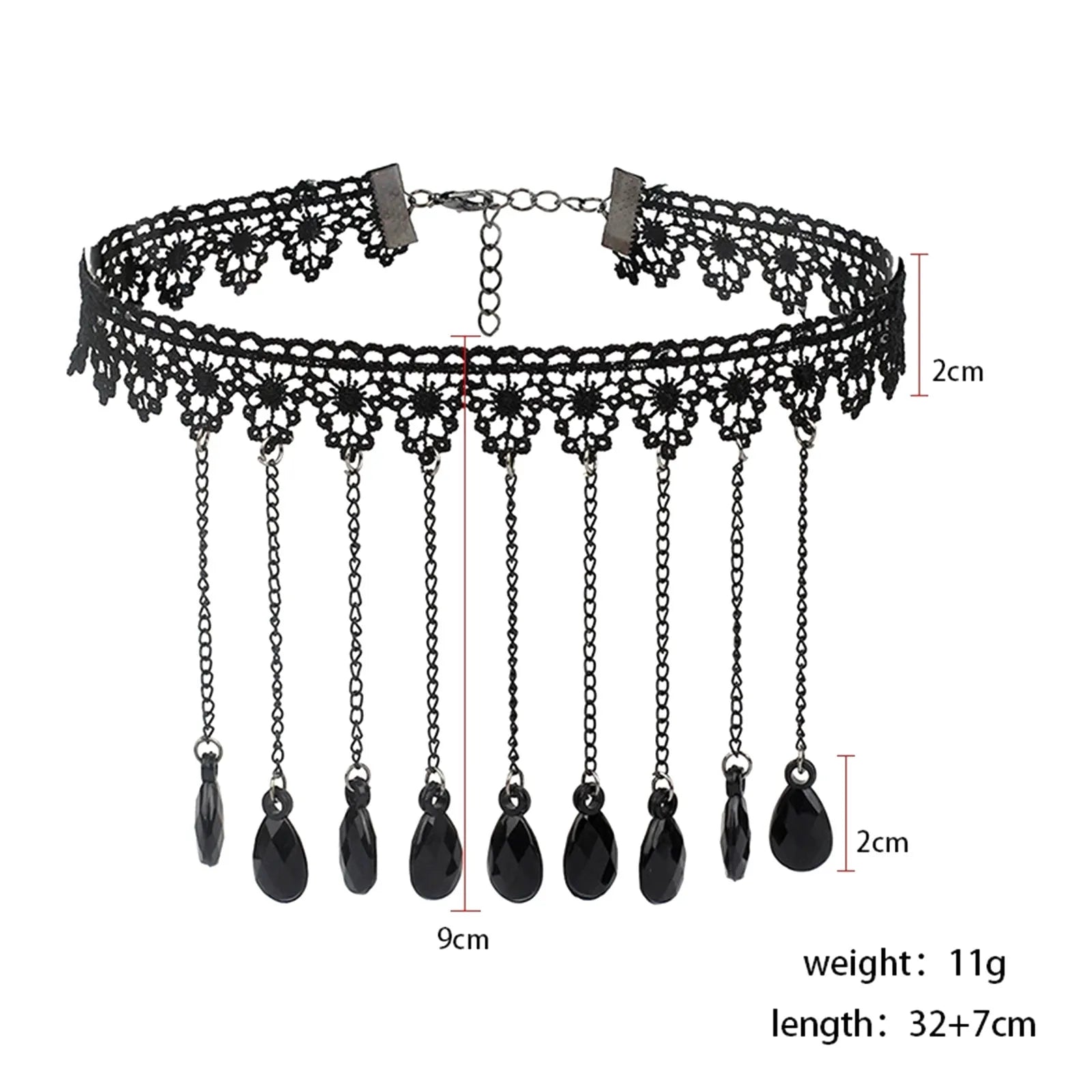 Punk Style Black Neck Strap Court Gothic Girl Necklace Fashinable Lace Collarbone Chain Collar Party Cosplay Accessories Qme